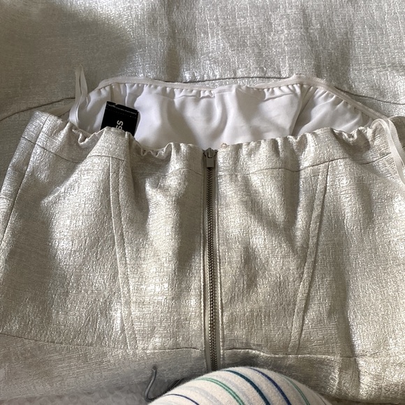 NWT EXPRESS Metallic Silver A-Line Strapless Party  Dress Size 6 - Picture 7 of 12